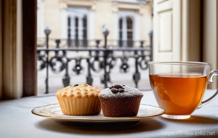 다과와 브런치 - **A Refined Parisian Afternoon Go&ucirc;ter:**
    "An elegant and cozy afternoon go&ucirc;ter (snack) scene set...